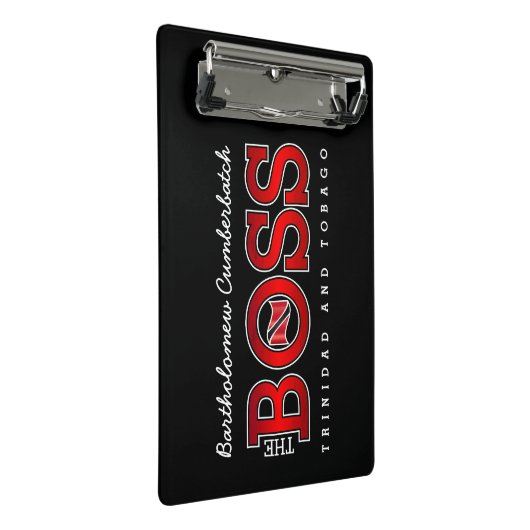 Patriotic BOSS Trinidad and Tobago Flag and NAME Mini Klemmbrett (Schrägansicht)