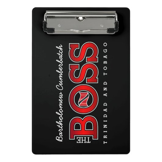 Patriotic BOSS Trinidad and Tobago Flag and NAME Mini Klemmbrett (Vorderseite)