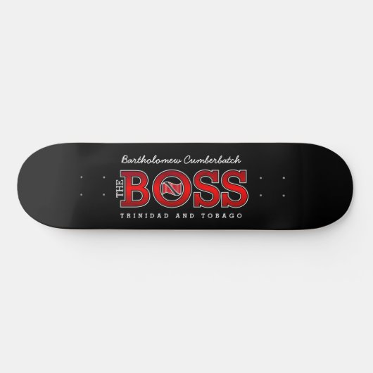 Patriotic BOSS Trinidad and Tobago Flag and NAME Skateboard (Horizontal)