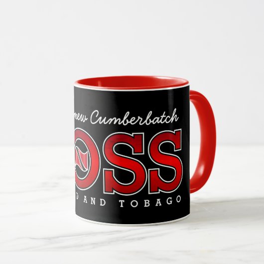 Patriotic BOSS Trinidad and Tobago Flag and NAME Tasse (VorderseiteRechts)