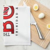 Patriotic BOSS Trinidad Flag and NAME on WHITE Geschirrtuch (Viertel Falte)