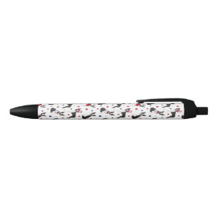 Patriotic Boston Terrier Dog Black Ink Pen Kugelschreiber