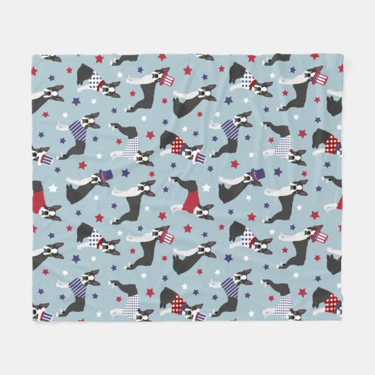 Patriotic Boston Terrier Dog Fleecedecke (Vorderseite (Horizontal))