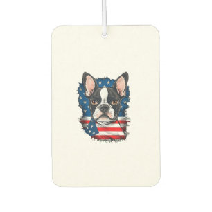 Patriotic Boston Terrier Doppy Puppy American Flag Autolufterfrischer