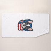 Patriotic Boston Terrier Doppy Puppy American Flag Badehandtuch (Badehandtuch)
