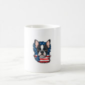 Patriotic Boston Terrier Doppy Puppy American Flag Kaffeetasse (Mittel)