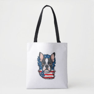 Patriotic Boston Terrier Doppy Puppy American Flag Tasche