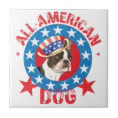 Patriotic Boston Terrier Fliese (Vorderseite)