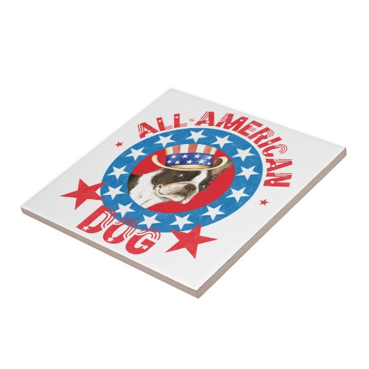 Patriotic Boston Terrier Fliese (Seite)