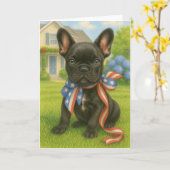 Patriotic Boston Terrier Karte (Gelbe Blume)