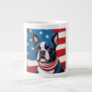 Patriotic Boston Terrier mit amerikanischer Flagge Jumbo-Tasse