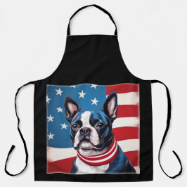 Patriotic Boston Terrier mit amerikanischer Flagge Schürze