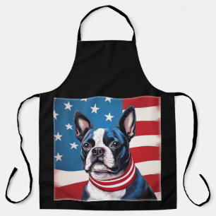 Patriotic Boston Terrier mit amerikanischer Flagge Schürze