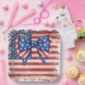 Patriotic Bow & Flag Geburtstagsparty Pappteller (Party)