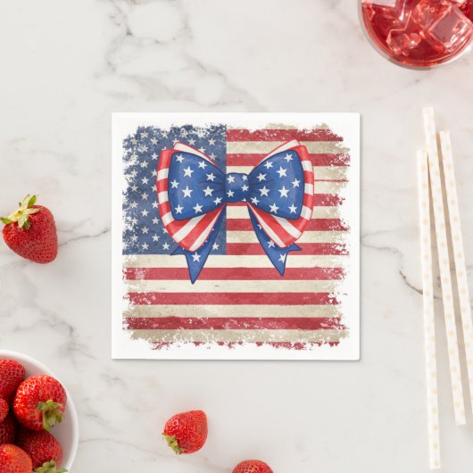 Patriotic Bow & Flag Geburtstagsparty Serviette (Beispiel)