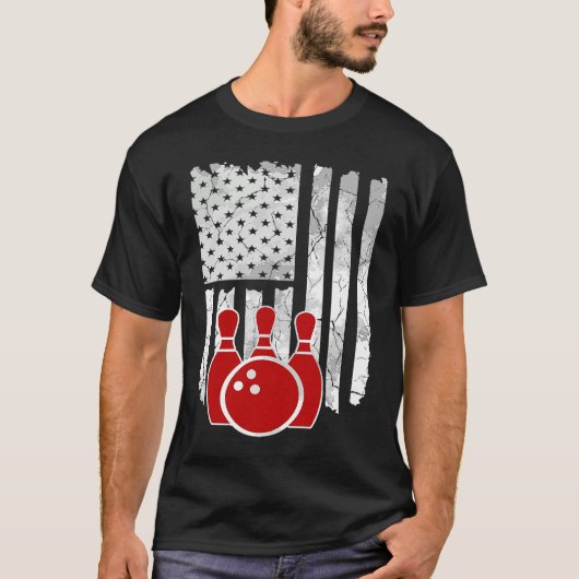 Patriotic Bowling Player Bowler T-Shirt (Vorderseite)