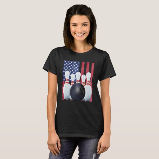 Patriotic Bowling Uniform Bowling Coach T-Shirt (Vorne ganz)