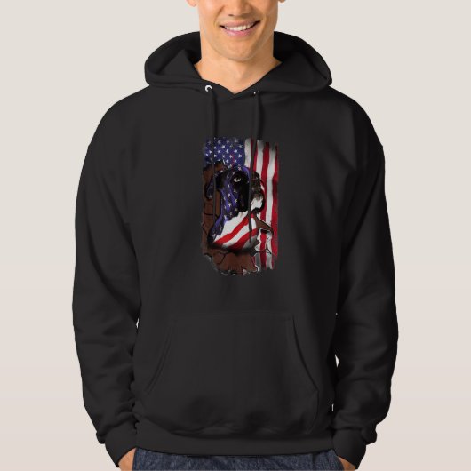 Patriotic Boxer American Flag Usa Dog Hoodie (Vorderseite)