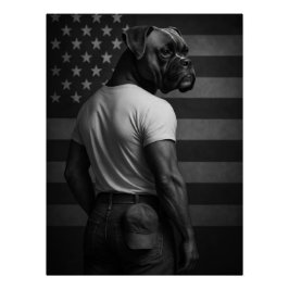 Patriotic Boxer Dog American Flag Born in the USA Poster