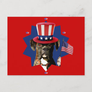 Patriotic Boxer Dog Postkarte