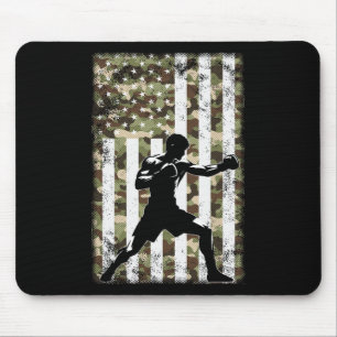 Patriotic Boxer Fighter Camouflage USA Flag 4. Jul Mousepad