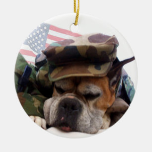 Patriotic Boxer Hundeschmuck Keramikornament