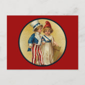 Patriotic_Boy and Girl_Postcard Postkarte (Vorderseite)