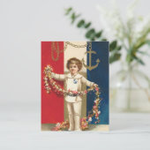 Patriotic Boy Postcard Postkarte (Stehend Vorderseite)