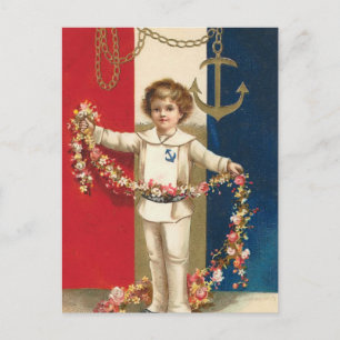 Patriotic Boy Postcard Postkarte