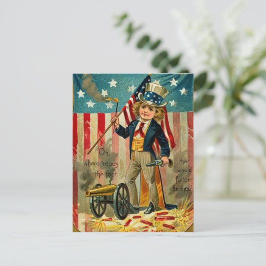 Patriotic Boy Postcard Postkarte (Stehend Vorderseite)