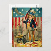 Patriotic Boy Postcard Postkarte (Vorne/Hinten)