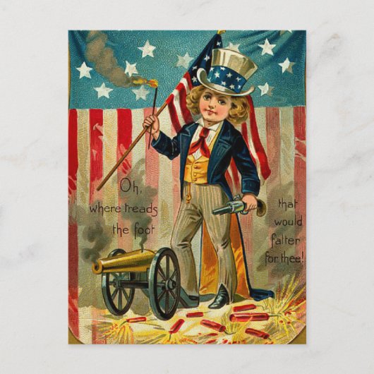 Patriotic Boy Postcard Postkarte (Vorderseite)