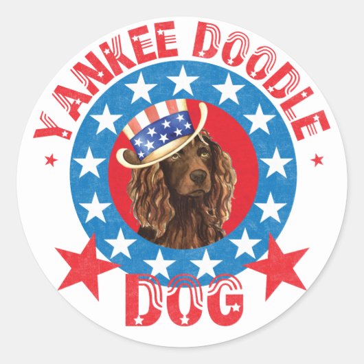Patriotic Boykin Spaniel Runder Aufkleber (Vorderseite)