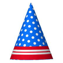 Patriotic Bright Red Blue White Polka Dots Streife