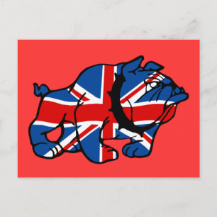Patriotic British Bulldog Britsh flagge Postkarte