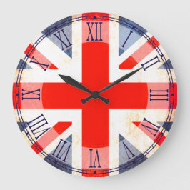 Patriotic British flag roman numeral wall clock Große Wanduhr
