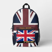 Patriotic British Flag Rucksack, Union Jack / UK Bedruckter Rucksack (Vorderseite)