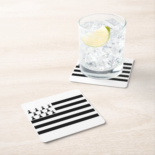 Patriotic Brittany Flag Square Paper Untersetzer (Vor Ort)