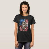 Patriotic Brown Cat Torn American Flag 4th Of July T-Shirt (Vorne ganz)