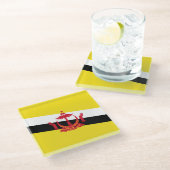 Patriotic Brunei Flag Glass Untersetzer (Schrägansicht)