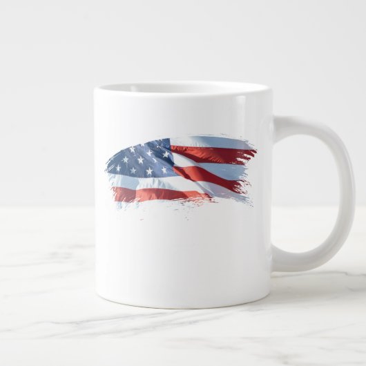 Patriotic Brush Stroke American Flag Jumbo-Tasse (Rechts)