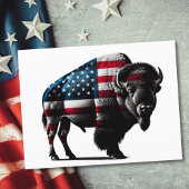 Patriotic Buffalo American Flag Postcard Postkarte
