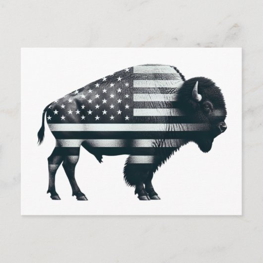 Patriotic Buffalo American Flag Postkarte (Vorderseite)