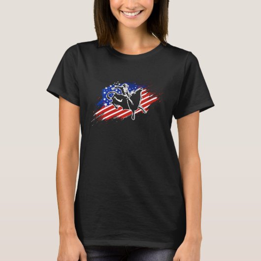 Patriotic Bull Rider Western Rodeo American Flag B T-Shirt (Vorderseite)