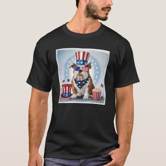 Patriotic Bulldog Design - Feiern Sie den Amerika- T-Shirt (Vorderseite)