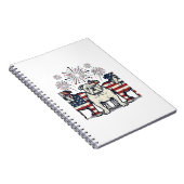 Patriotic Bulldog Fireworks Vintage Engraving Desi Notizblock (Rechte Seite)