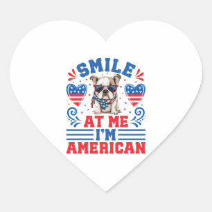 Patriotic Bulldog für den 4. Juli Herz-Aufkleber