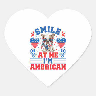Patriotic Bulldog für den 4. Juli Herz-Aufkleber
