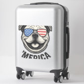 Patriotic Bulldog 'MERICA - USA Flag Sunglasses De Aufkleber (Koffer)