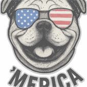 Patriotic Bulldog 'MERICA - USA Flag Sunglasses De Aufkleber (Vorderseite)